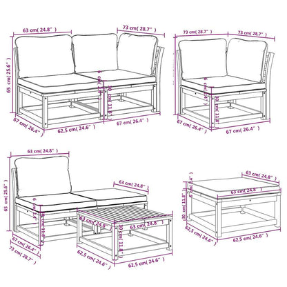 vidaXL 7-tlg. Garten-Lounge-Set mit Kissen Massivholz Akazie