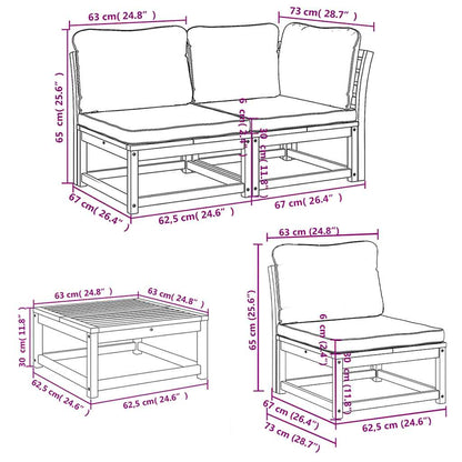 vidaXL Salon de jardin 7 pcs avec coussins, bois d'acacia massif