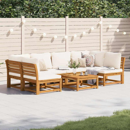 vidaXL Salon de jardin 7 pcs avec coussins, bois d'acacia massif