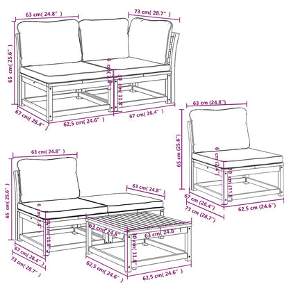 vidaXL 6-tlg. Garten-Lounge-Set mit Kissen Massivholz Akazie
