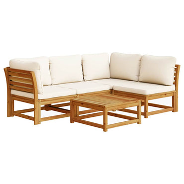 vidaXL Salon de jardin 5 pcs avec coussins Bois d'acacia massif