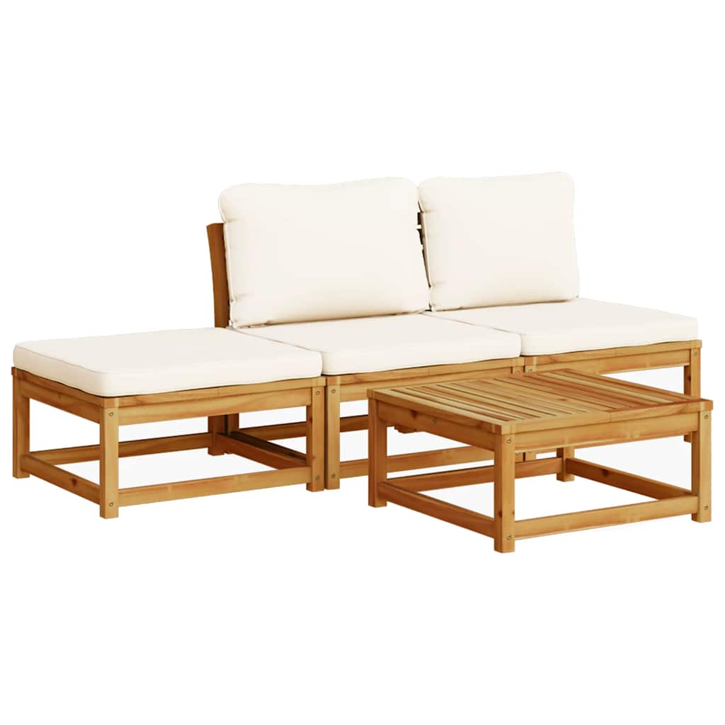 vidaXL 4-tlg. Garten-Lounge-Set mit Kissen Massivholz Akazie