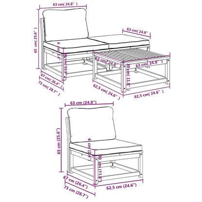 vidaXL 4-tlg. Garten-Lounge-Set mit Kissen Massivholz Akazie