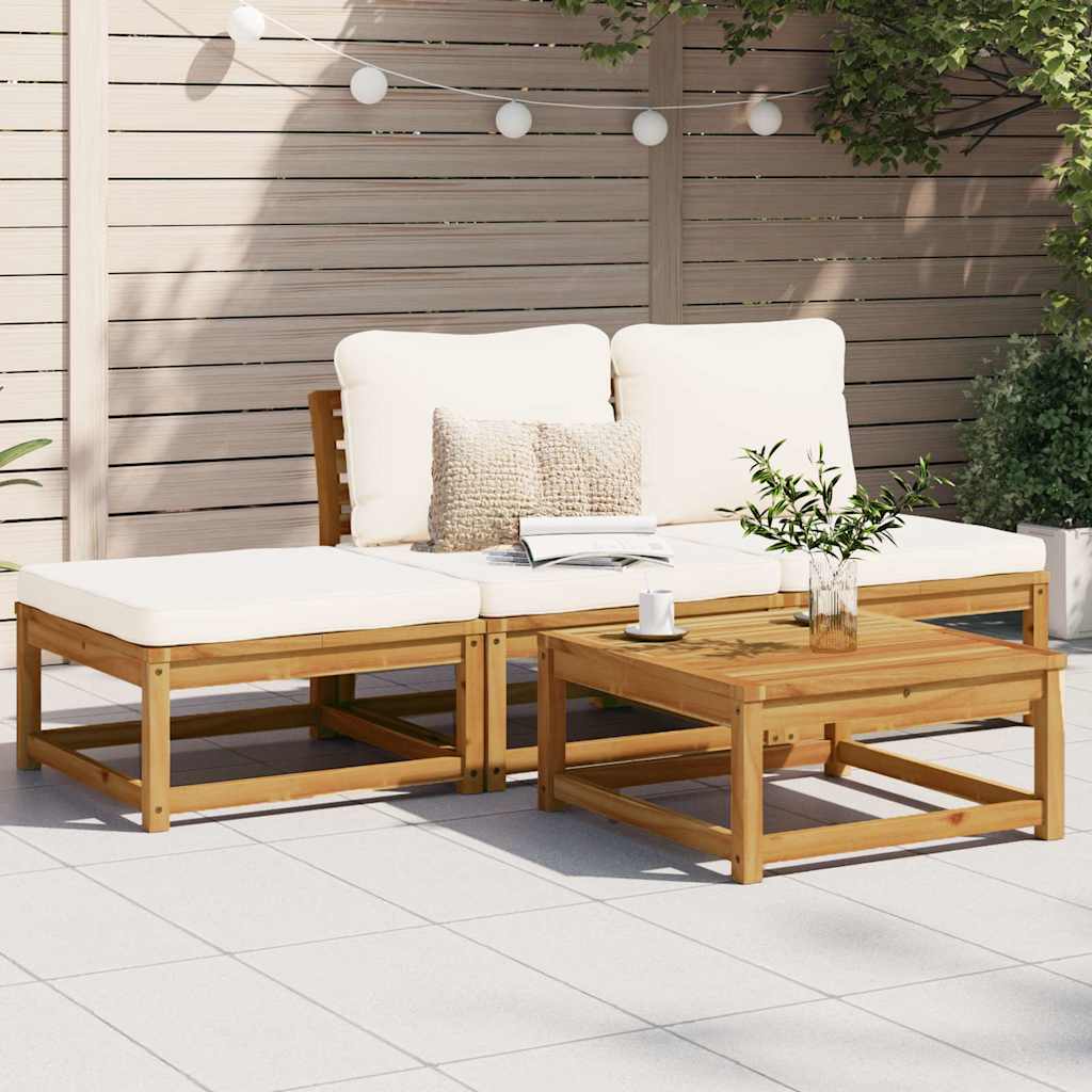 vidaXL 4-tlg. Garten-Lounge-Set mit Kissen Massivholz Akazie