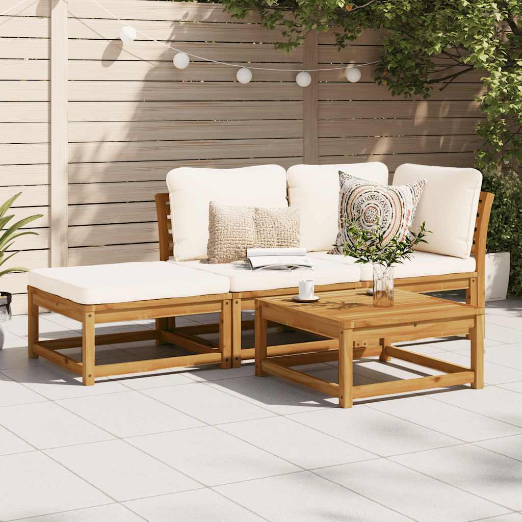 vidaXL 3-tlg. Garten-Lounge-Set mit Kissen Massivholz Akazie