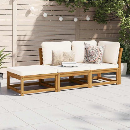 vidaXL 3-tlg. Garten-Lounge-Set mit Kissen Massivholz Akazie