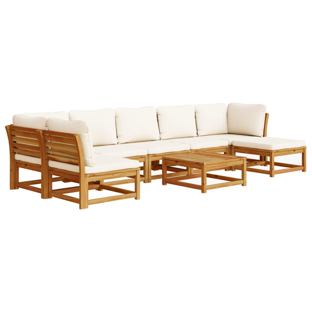 vidaXL Salon de jardin 8 pcs avec coussins Bois d'acacia massif