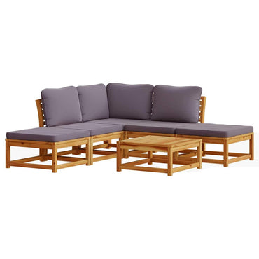 vidaXL Salon de jardin 6 pcs avec coussins Bois d'acacia massif