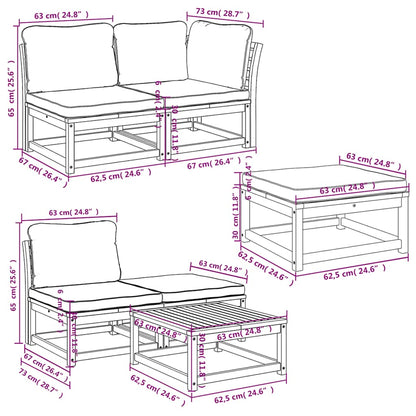 vidaXL 6-tlg. Garten-Lounge-Set mit Kissen Massivholz Akazie