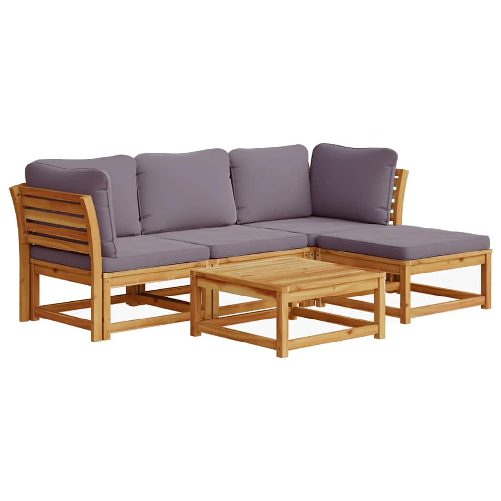 vidaXL 5-tlg. Garten-Lounge-Set mit Kissen Massivholz Akazie