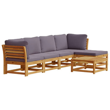 vidaXL Salon de jardin 6 pcs avec coussins Bois d'acacia massif