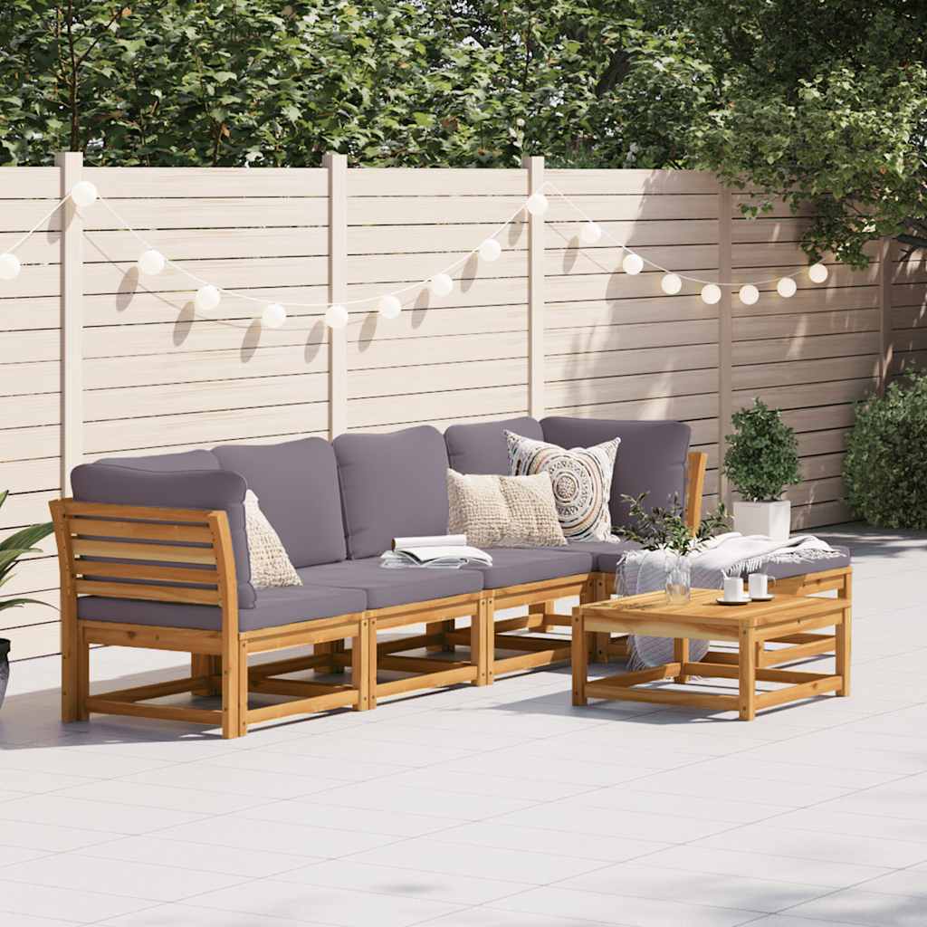 vidaXL Salon de jardin 6 pcs avec coussins Bois d'acacia massif