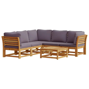 vidaXL Salon de jardin 6 pcs avec coussins Bois d'acacia massif
