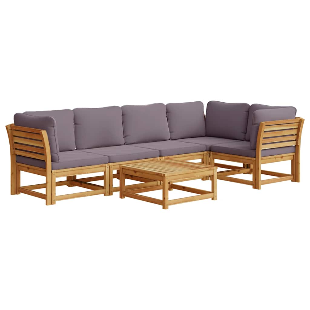 vidaXL Salon de jardin 6 pcs avec coussins Bois d'acacia massif