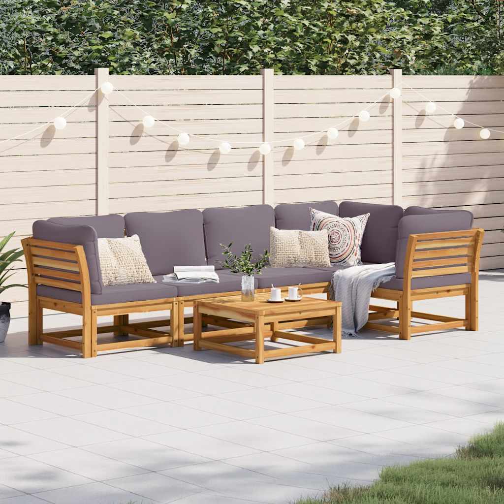 vidaXL Salon de jardin 6 pcs avec coussins Bois d'acacia massif