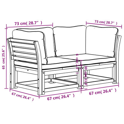 vidaXL Gartensofa mit Kissen 2-Sitzer Massivholz Akazie