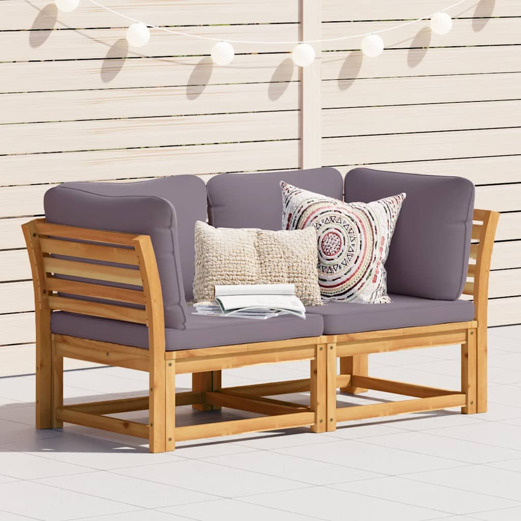 vidaXL Gartensofa mit Kissen 2-Sitzer Massivholz Akazie