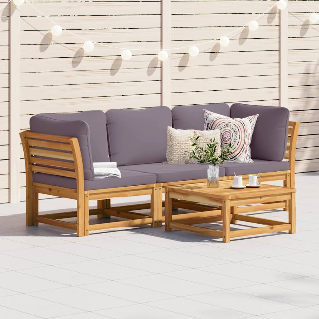 vidaXL 3-tlg. Garten-Lounge-Set mit Kissen Massivholz Akazie