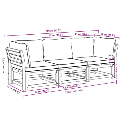 vidaXL 3-tlg. Garten-Lounge-Set mit Kissen Massivholz Akazie