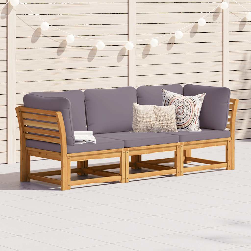 vidaXL 3-tlg. Garten-Lounge-Set mit Kissen Massivholz Akazie