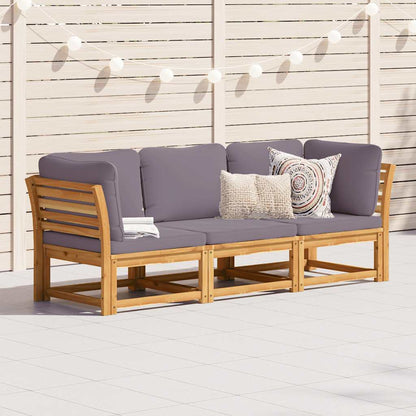 vidaXL 3-tlg. Garten-Lounge-Set mit Kissen Massivholz Akazie