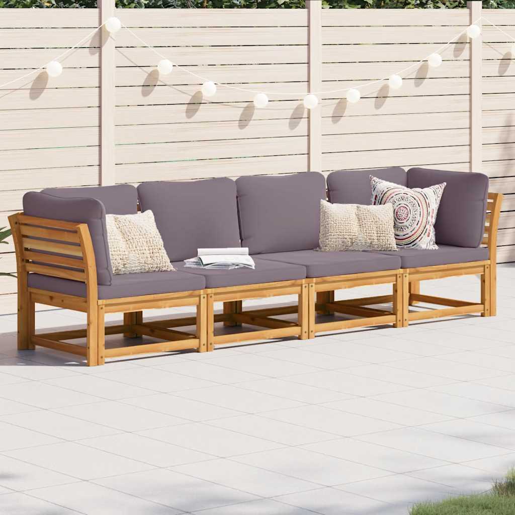 vidaXL Salon de jardin 4 pcs avec coussins Bois d'acacia massif