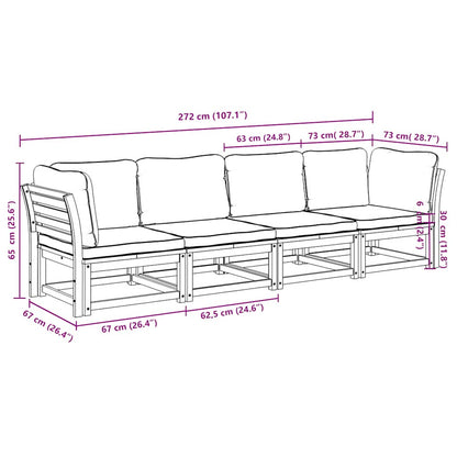vidaXL Salon de jardin 4 pcs avec coussins Bois d'acacia massif