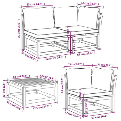 vidaXL 6-tlg. Garten-Lounge-Set mit Kissen Massivholz Akazie