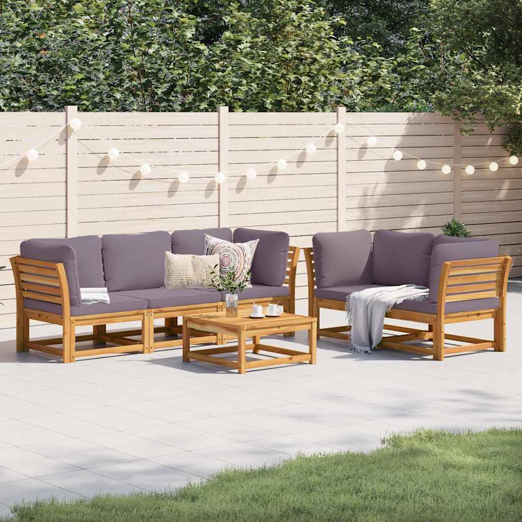 vidaXL 6-tlg. Garten-Lounge-Set mit Kissen Massivholz Akazie