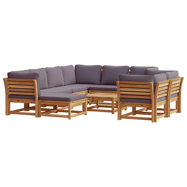 vidaXL Salon de jardin 10 pcs avec coussins Bois d'acacia massif