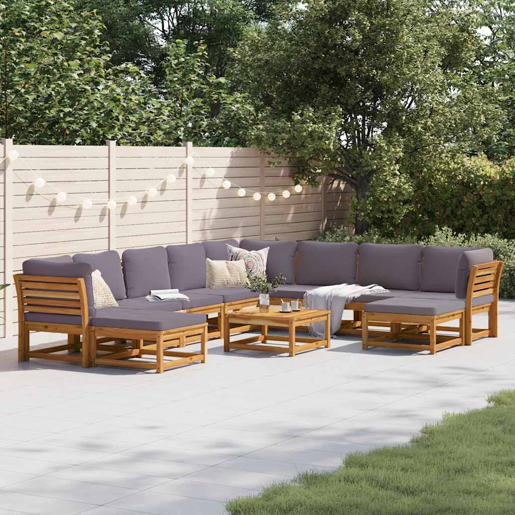 vidaXL 11-tlg. Garten-Lounge-Set mit Kissen Massivholz Akazie