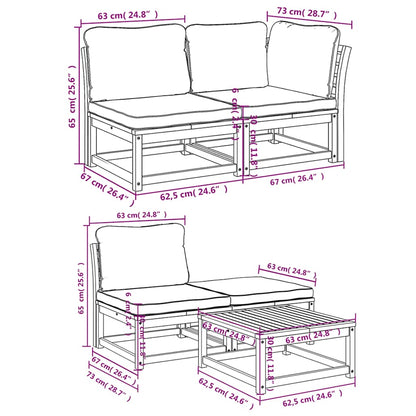 vidaXL 9-tlg. Garten-Lounge-Set mit Kissen Massivholz Akazie