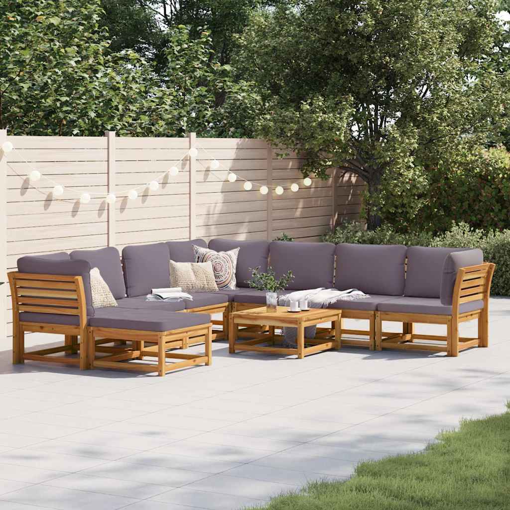 vidaXL 9-tlg. Garten-Lounge-Set mit Kissen Massivholz Akazie