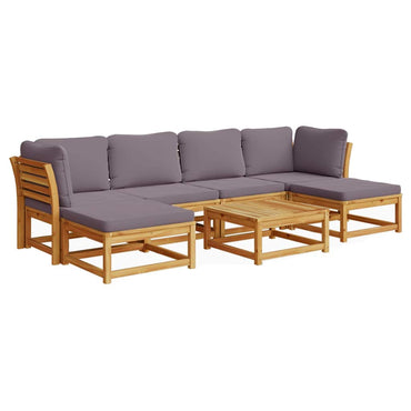 vidaXL Salon de jardin 7 pcs avec coussins, bois d'acacia massif