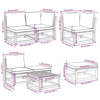 vidaXL 7-tlg. Garten-Lounge-Set mit Kissen Massivholz Akazie