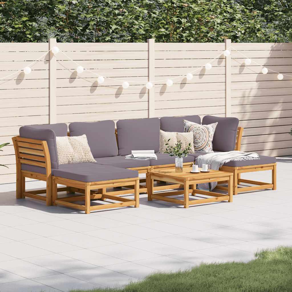 vidaXL 7-tlg. Garten-Lounge-Set mit Kissen Massivholz Akazie