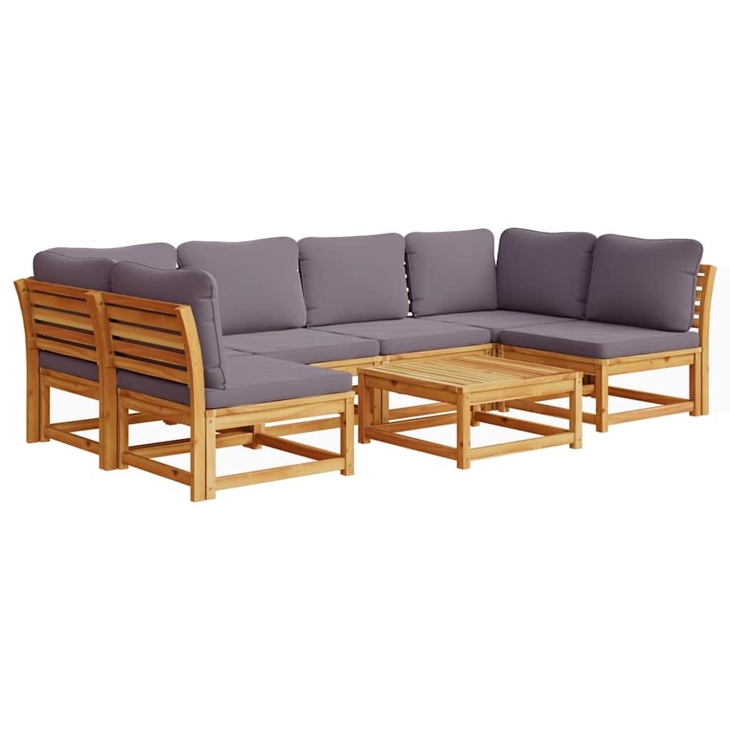 vidaXL 7-tlg. Garten-Lounge-Set mit Kissen Massivholz Akazie