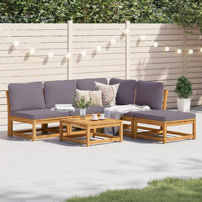 vidaXL Salon de jardin 6 pcs avec coussins Bois d'acacia massif
