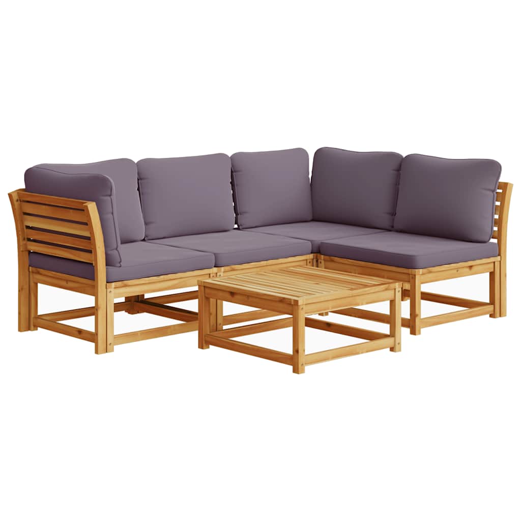 vidaXL Salon de jardin 5 pcs avec coussins Bois d'acacia massif