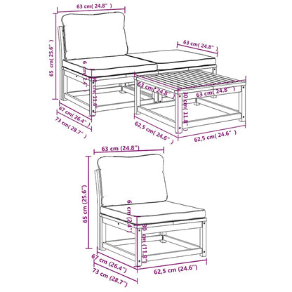 vidaXL 4-tlg. Garten-Lounge-Set mit Kissen Massivholz Akazie