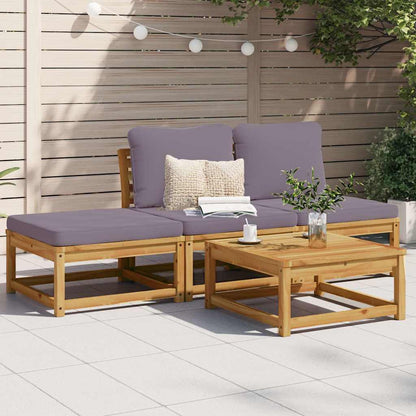 vidaXL 4-tlg. Garten-Lounge-Set mit Kissen Massivholz Akazie