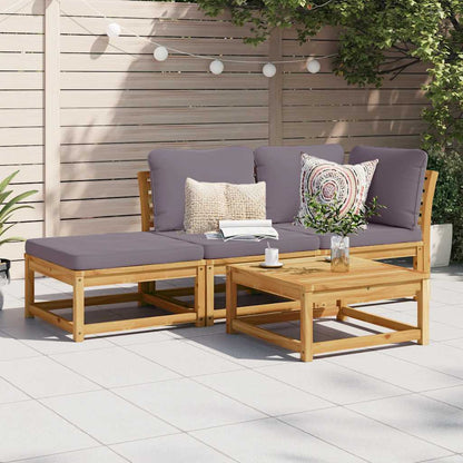 vidaXL Ensemble de salon de jardin 3 pcs avec coussins Bois d'acacia massif
