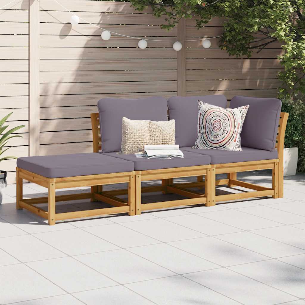 vidaXL Ensemble de salon de jardin 3 pcs avec coussins Bois d'acacia massif