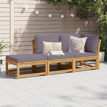 vidaXL Ensemble de salon de jardin 3 pcs avec coussins Bois d'acacia massif