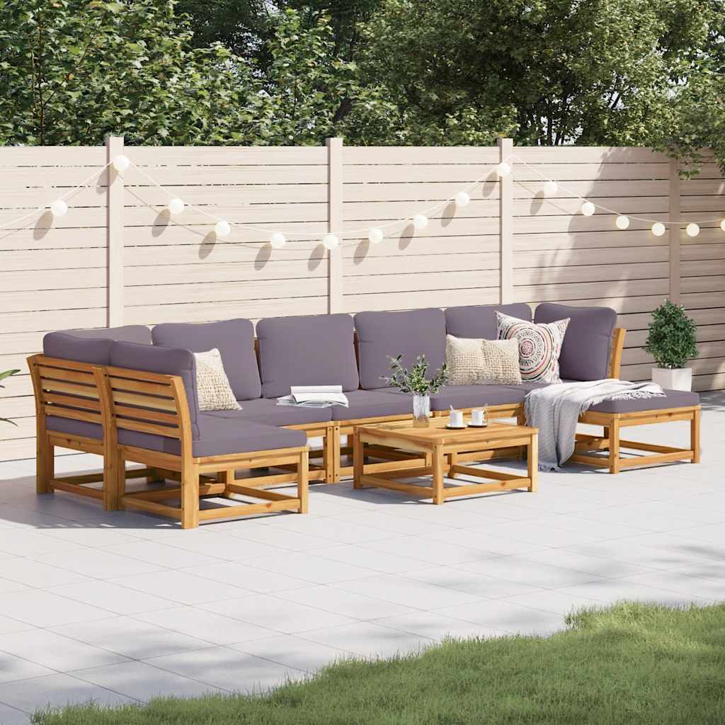 vidaXL Salon de jardin 8 pcs avec coussins Bois d'acacia massif