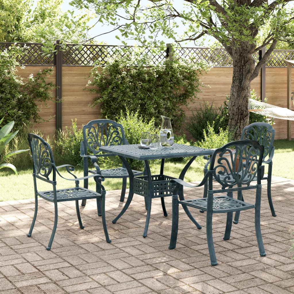 vidaXL 5-tlg. Garten-Essgruppe Grün Aluminiumguss