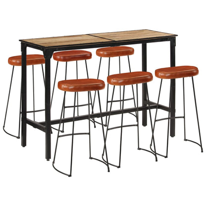 vidaXL Set de bar 7 pcs Bois de manguier rugueux et métal