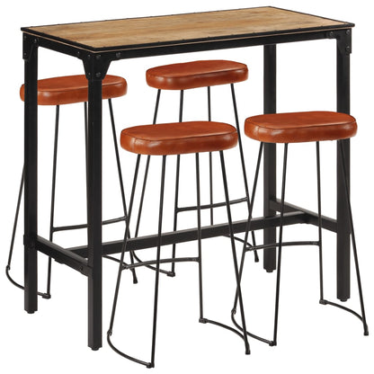 vidaXL Ensemble de bar 5 pièces en bois de manguier brut et métal