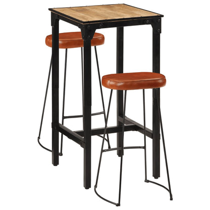 vidaXL Ensemble de bar 3 pièces en manguier brut et métal