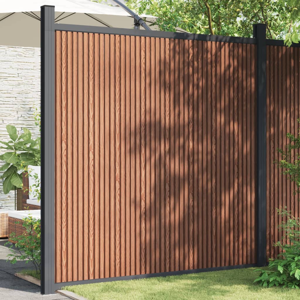 vidaXL Panneau de clôture avec 2 poteaux Marron 180x186 cm WPC